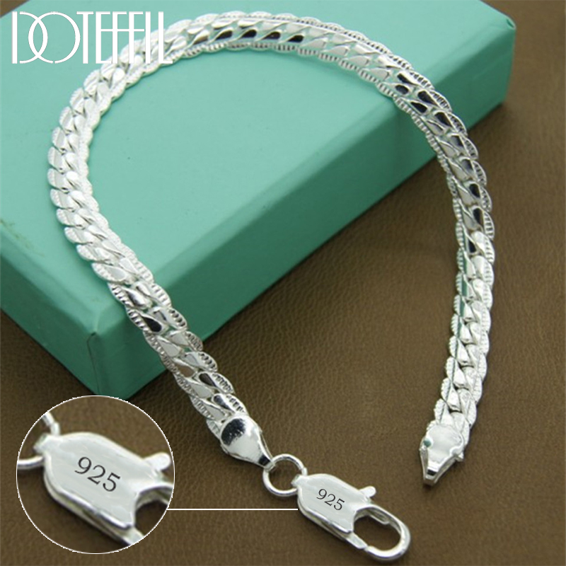 Lobster Clasp Silver - DOTEFFIL 925 Silver Bracelet 6mm 18/19/20cm