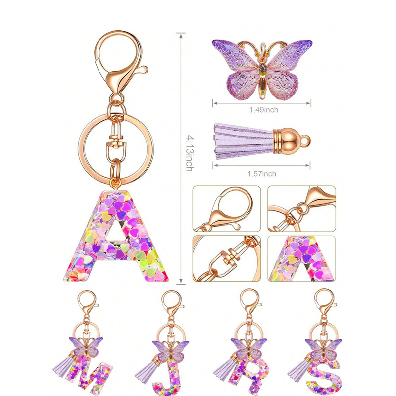 Jewelry Making Chain - 1pcs Metal Keychain Keyrings Letter Butterfly