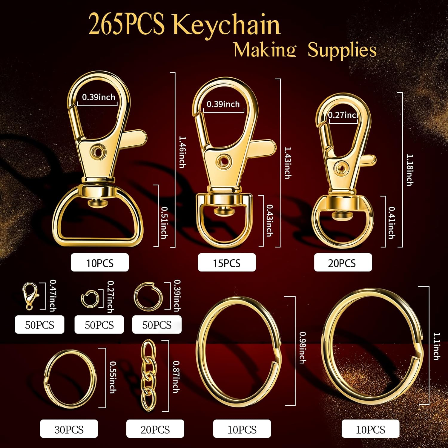 265PCS Metal Keychain Kit Lobs - огляд і ціна Lobster Clasp Silver