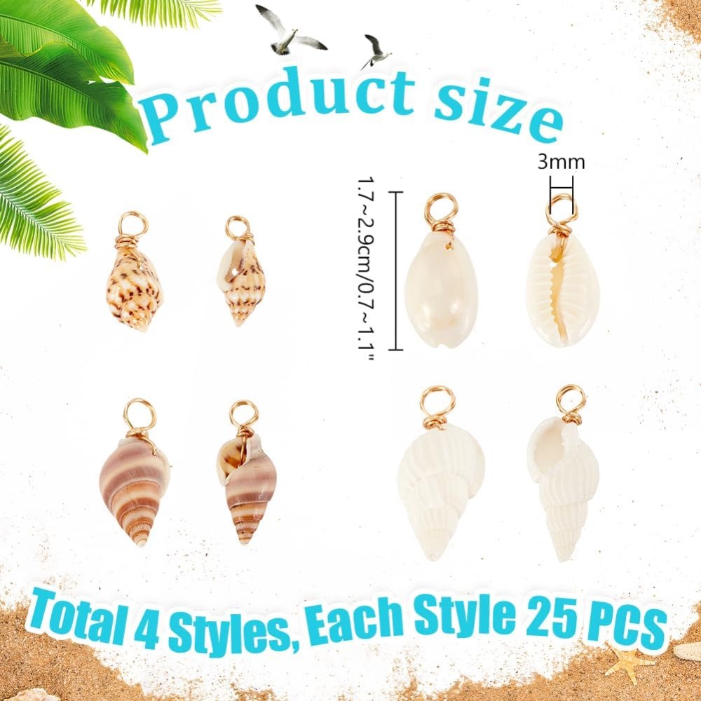 100pcs 4 Styles Natural Shell  - огляд і ціна Jewelry Making Kit For Beginners