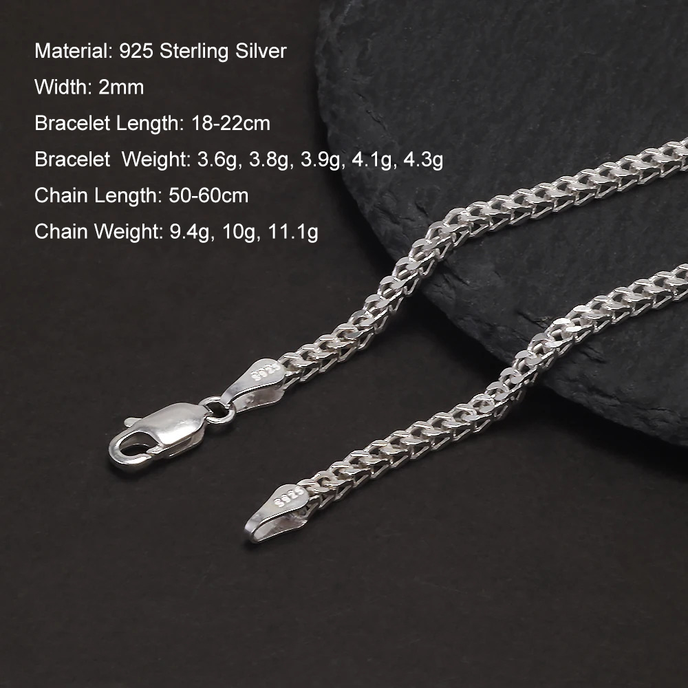 2mm 925 Sterling Silver Franco - огляд і ціна Lobster Clasp Silver