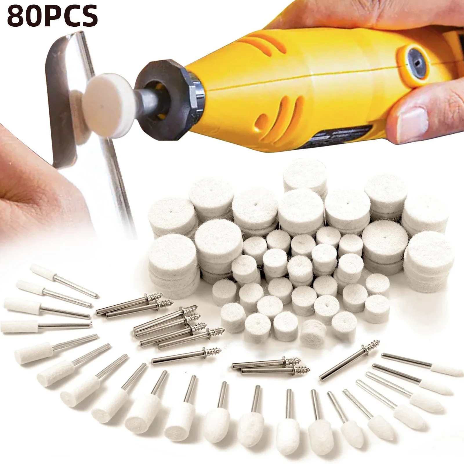 80PCS Wool Felt Buffing Wheel  - огляд і ціна Jewelry Making Equipment